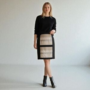 Lafayette 148 Colorblock Linen & Cotton Pencil Skirt  Size 8